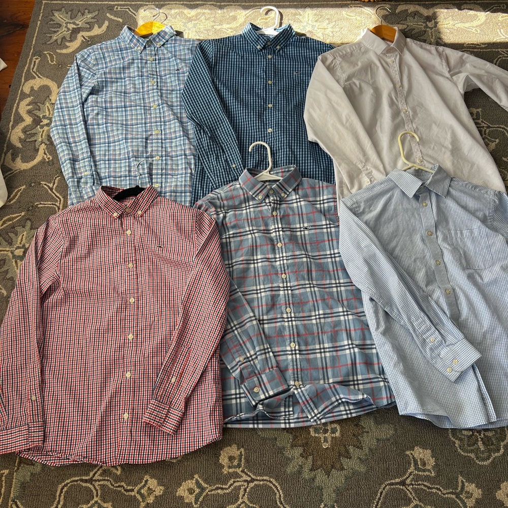 Lot of 6 vinyard vines boys button down shirts large (16)